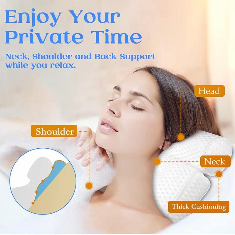 Soft Bath Pillow, 1 Count Non-slip Breathable Bathtub Cushion with Suction Cup for Men & Women, Neck Support Bathtub Pillow, Bathroom Gadgets 2024, Bathroom Tub Supplies for Home Spa, Boyfriend Gifts