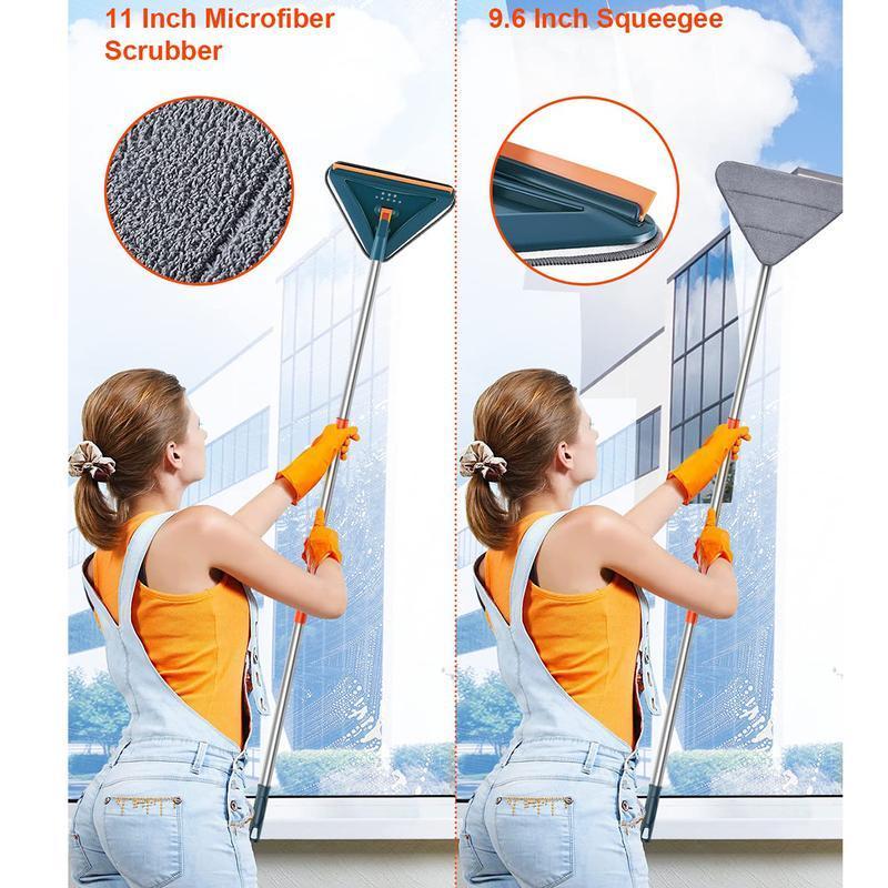 Long Handle Wall Cleaning Mop, 1 Set Adjustable Wall Mop with Replacement Head, 360° Spinning Floor Wall Cleaning Tool for Ceiling Fans Dust, Mop Floor Cleaning