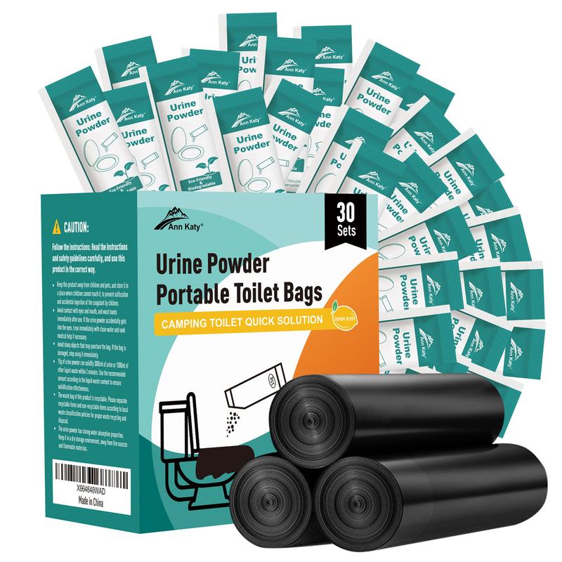 Ann Katy Portable Toilet Trash Bags, Portable Toilet Powder. Odor neutralizing quick acting gel. For use in 5 gallon buckets.