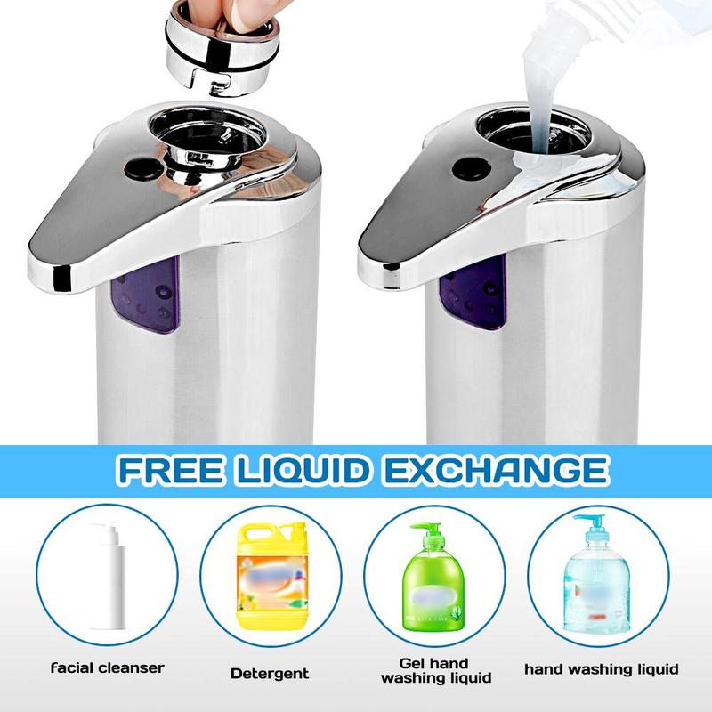 Automatic Liquid Infrared Sensor Soap PumpSoap Dispenser, Touchless Dish Soap Dispenser with Waterproof Base, 3 Adjustable Soap Volume Hand Soap Dispenser, Infrared Sensor Soap Pump for Kitchen Bathroom Office Hotel