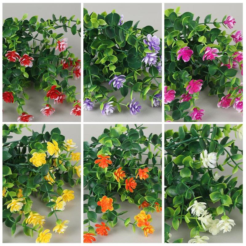 Faux Flower, 6 Counts set Outdoor UV Resistant Faux Plastic Floral Plant, Suitable for Decorating Window, Porch, Landscaping, Living Room