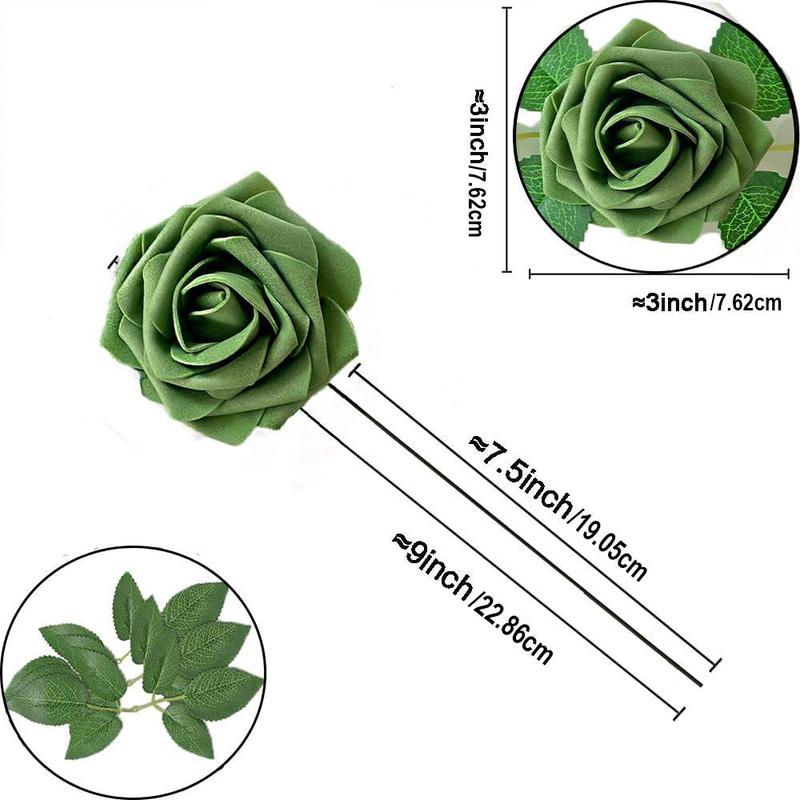 Artificial Rose (25pcs), Fake Rose with Stem, Faux Foam Flower for Home Party Wedding Decor, Decoration Supplies for Home Living Room Bedroom Dining Room