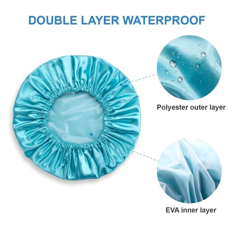 Shower Caps for Women Reusable Waterproof, 4 Pack Women Shower Caps Reusable EVA Hair Cap for Shower Double Protection Layers Elastic, Medium Size(Creative Life Pavilion)