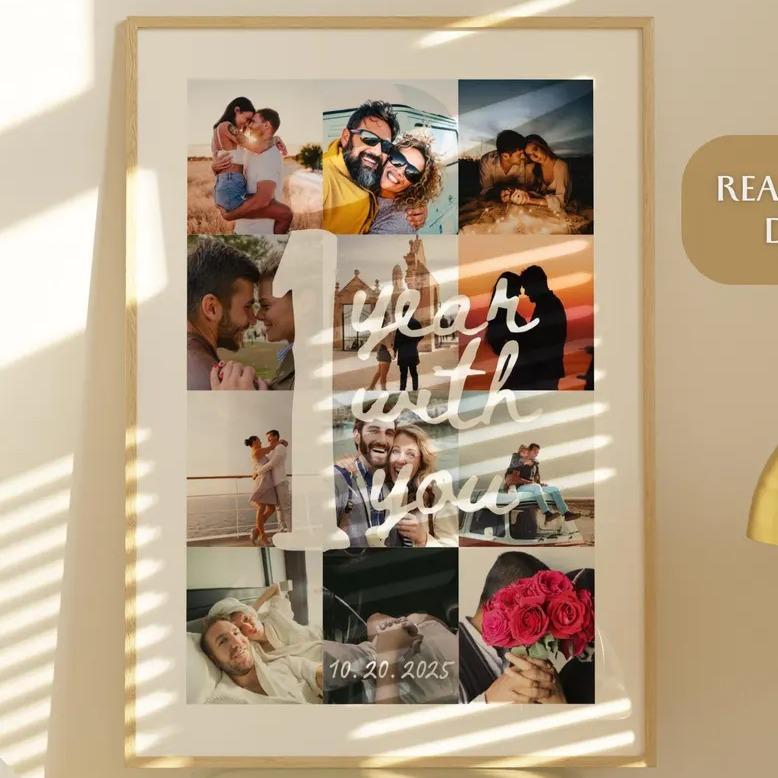 EDITABLE 12photos, 1st anniversary collage Photo | 1 Year Anniversary Gift for Boyfriend and Girlfriend