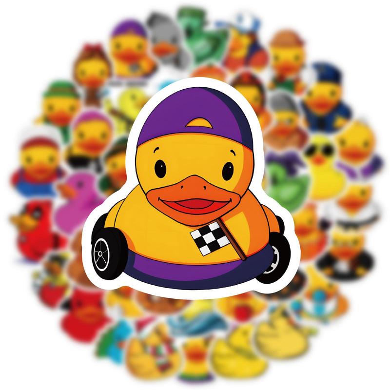 Duck Pattern Sticker, 71pcs set Cute Cartoon Duck Sticker for Christmas Gift, Waterproof Self Adhesive Decor Paper for Gift Greeting Card Water Bottle Laptop Phone