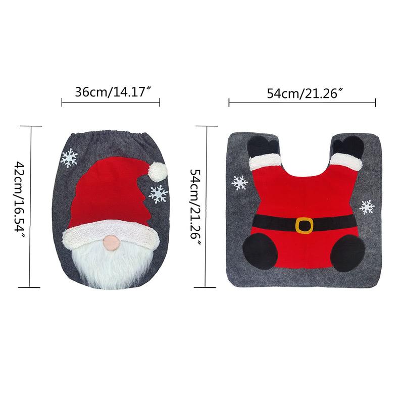 Christmas Gnome Toilet for Seat Cover Cute for Protection Shield Floor Carpet for Festival Holiday Party Decoration Christmas Toilet Seat Cover and Rug Set