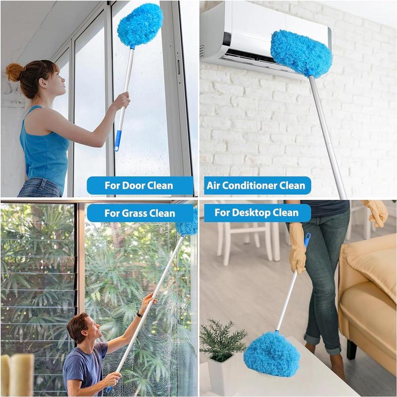 Ceiling Fan Cleaner Duster with Extension Pole, 1 Set Dust Removal Brush, Removable and Washable Microfiber Ceiling and Fan Duster, Kitchen Cleaning Supplies, Dorm Essentials, Home Care Supplies, Summer Gift, Car Accessories