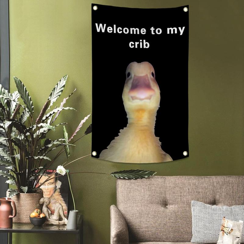 Welcome to My Crib Letter & Duck PatternTapestry,  The Ultimate Humor-Infused Wall Art!  Liven Up Your Living Room, Bedroom, or Yard with This Summer's Must-Have Decor. Perfect for Seasonal Gifting!  Home Decor, Summer Gift Lightweight Decoration