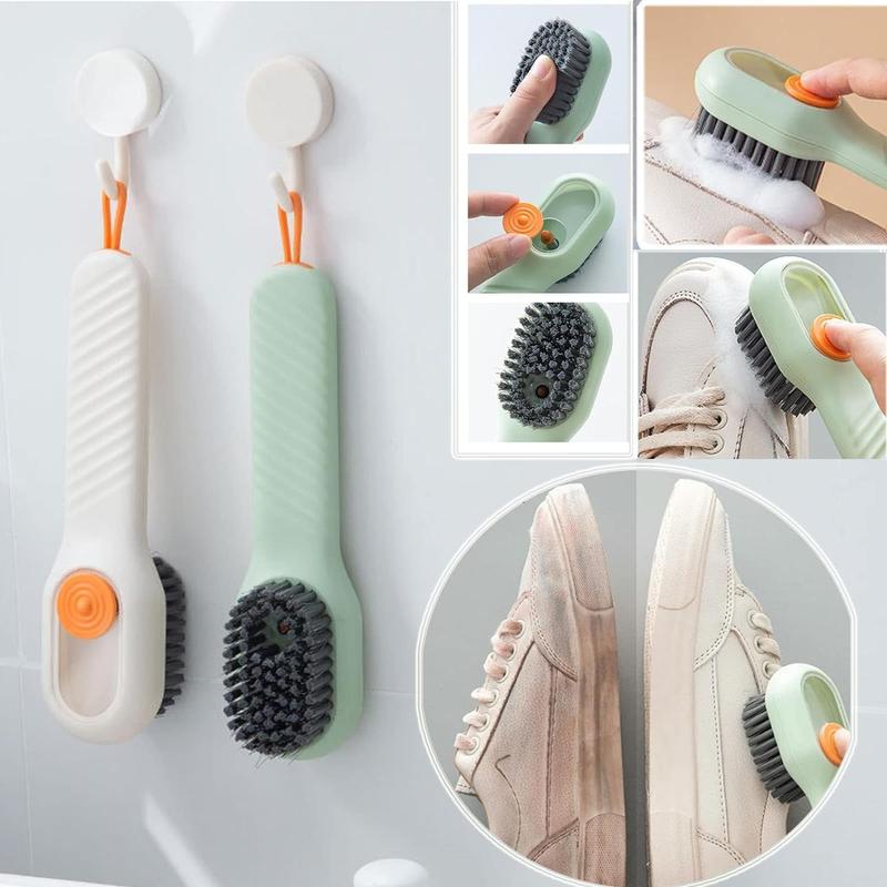 Multifunctional Cleaning Brush, Soft Bristle with Soap Dispenser for Kitchen, Bathroom, and Soft Laundry Silicone Cleaner Shoe Brush Comfortable to Grip.