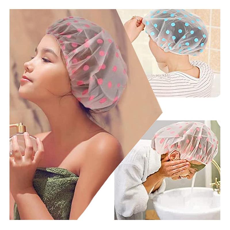 Waterproof Shower Cap, 3 6 9 Counts Reusable Elastic Bathing Cap, Beauty Salon Spa Hair Cap, Heatless Styling Tools for Women & Girls