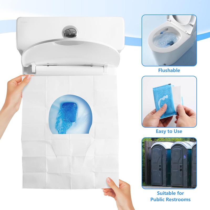 Toilet Seat Covers (60 pack), XL Flushable and Biodegradable Paper Cover Disposable for Adult and Kids’ Potty Training, Great for Airplane, Travel Seats, Public Restroom and Camping