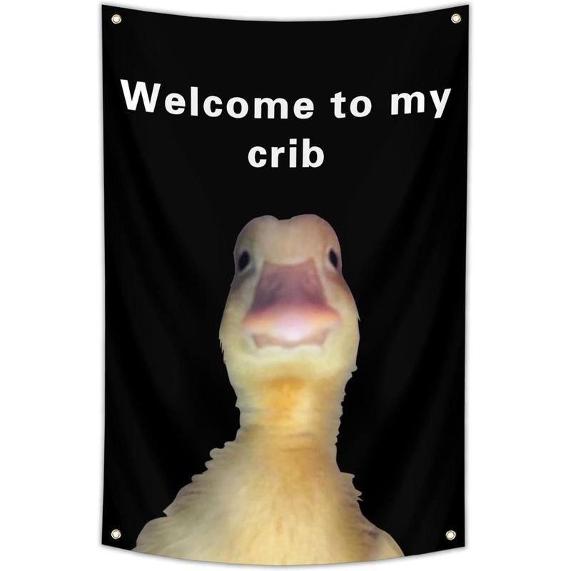 Welcome to My Crib Letter & Duck PatternTapestry,  The Ultimate Humor-Infused Wall Art!  Liven Up Your Living Room, Bedroom, or Yard with This Summer's Must-Have Decor. Perfect for Seasonal Gifting!  Home Decor, Summer Gift Lightweight Decoration