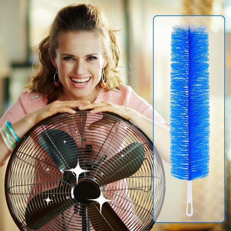 Sliner 2 Pcs Cobweb Duster Bendable Fan Duster Plastic Dust Cleaner Microfiber Head Ceiling Brush Reusable Dirt Remover for Fan Air Conditioning Home Car Vents Fan Shutters(Fan Internal Clean)