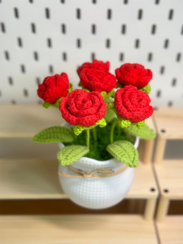 Handmade Crocheted Roses for Home Decoration - Multicolored Plants Decorative Flowers - Gift for Family or Friends