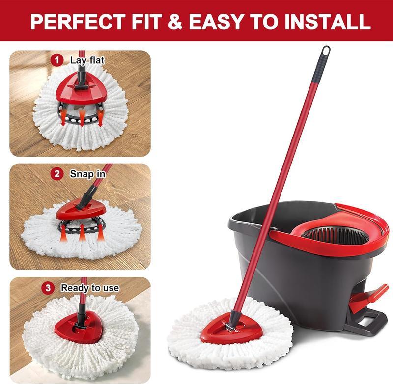 Mop Replacement Heads for O-Cedar Mop Replace Head Easy Wrin Spin Mop Heads Replacements, Microfiber Spin Mop Refills, Easy Cleaning Mop Head Replacement, Washable For All Type of Surface Wooden Tile Stone Floor