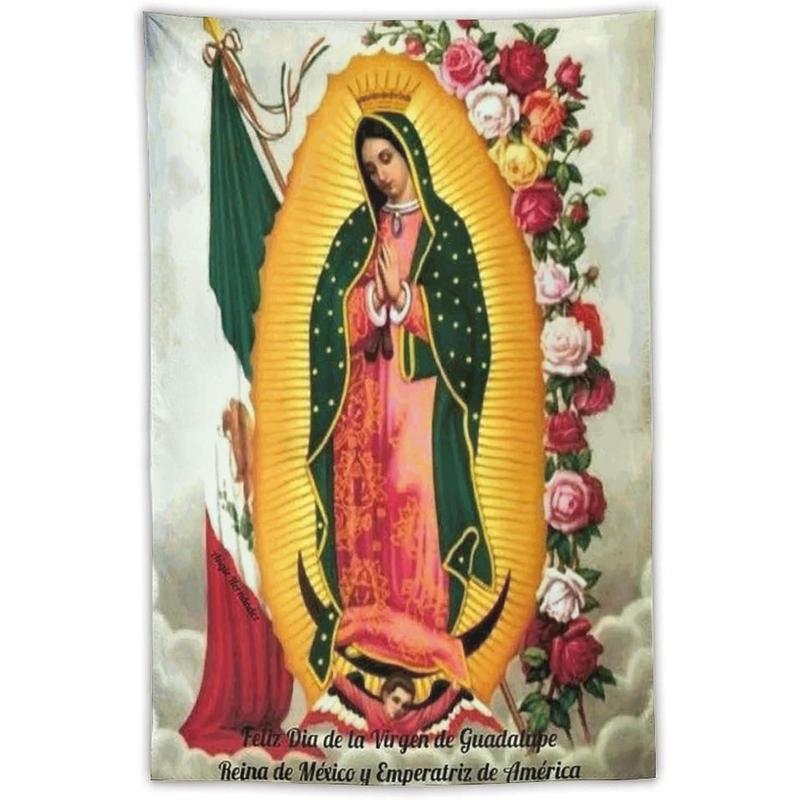 Our Lady of Guadalupe Virgin Mary Jesus Christmas Tapestry Wall Art Decor Christian Religious Tapestry Bedroom Living Room Dorm Home Decor Wall Hanging Party Gift, 40 x 60 inches