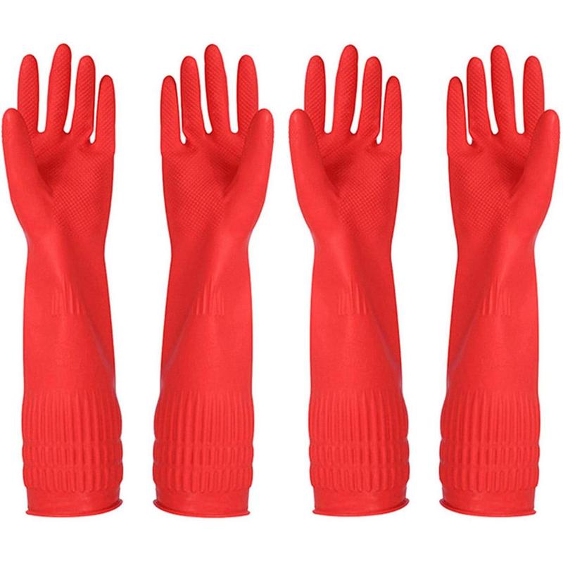 Rubber Cleaning Gloves Kitchen Dishwashing Glove 2-Pairs And Cleaning Cloth 2-Pack,Waterproof Reuseable. (Small) Gift for Mom,Mother's Day Gift