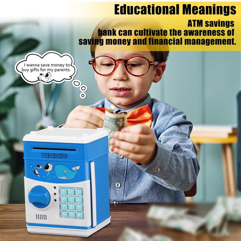 Electronic Cartoon Piggy Bank For Boys Money Bank With Password ATM Piggy Bank For Real Money For Kids And Adults Decor Light Gift