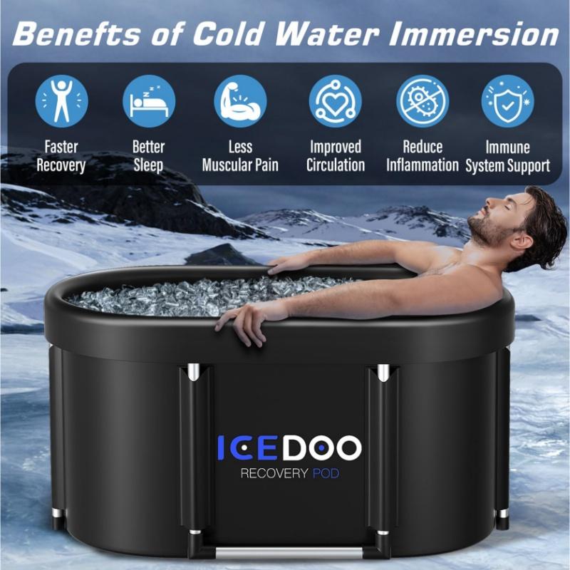 [The Black Friday] Upgrade XL Ice Bath Tub, 129 Gal Large Oval, Multi-Layer Foldable, Aluminum Alloy Support, Cold Plunge Tub for Athletes, Portable Ice Bath for Home, Gym, Outdoor Use-Ideal for Recovery