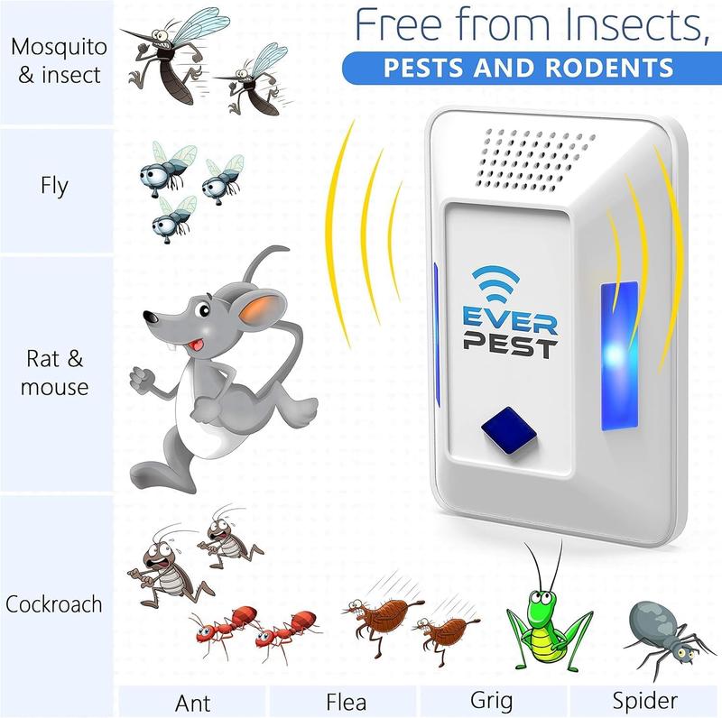 Ultrasonic Pest Repeller Plug in - 2 Pack Device Repels Cockroach Cricket Bug Flea Fruit Flies Deterrent, Ultrasound Insect Mice Roach Rat Repellent