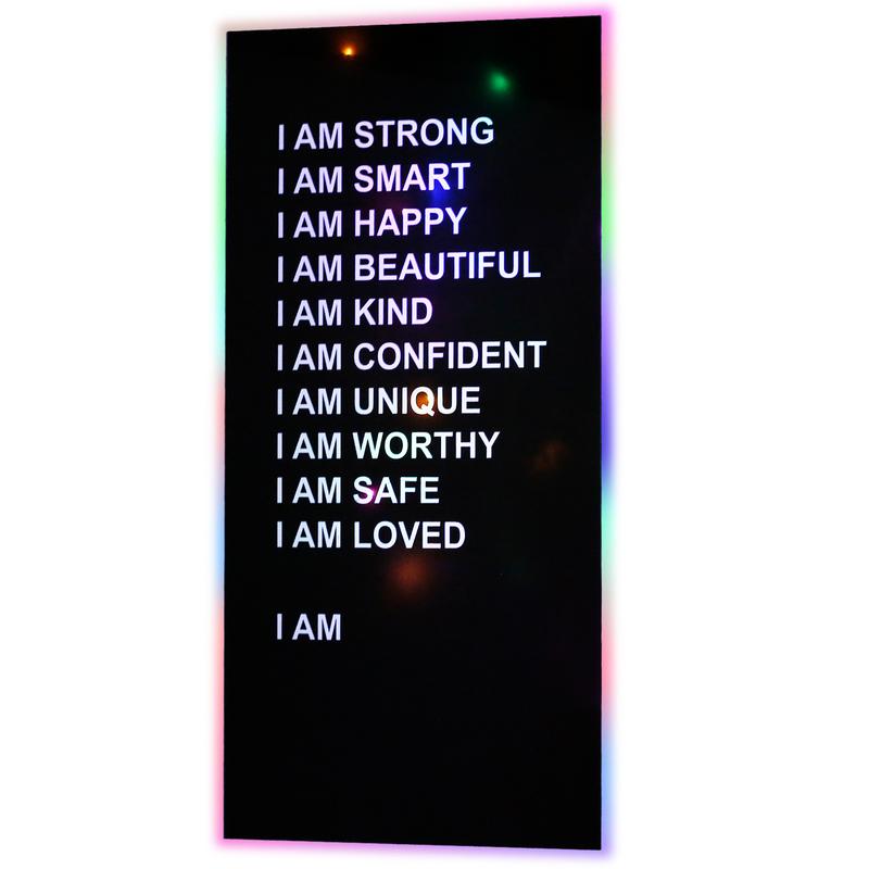 Colorful LED Light String Encouragement Mirror, Acrylic, Encourage Positive Affirmation Mirror, Brighten Motivational Wall Decor for Living Room, Bedroom, Studio