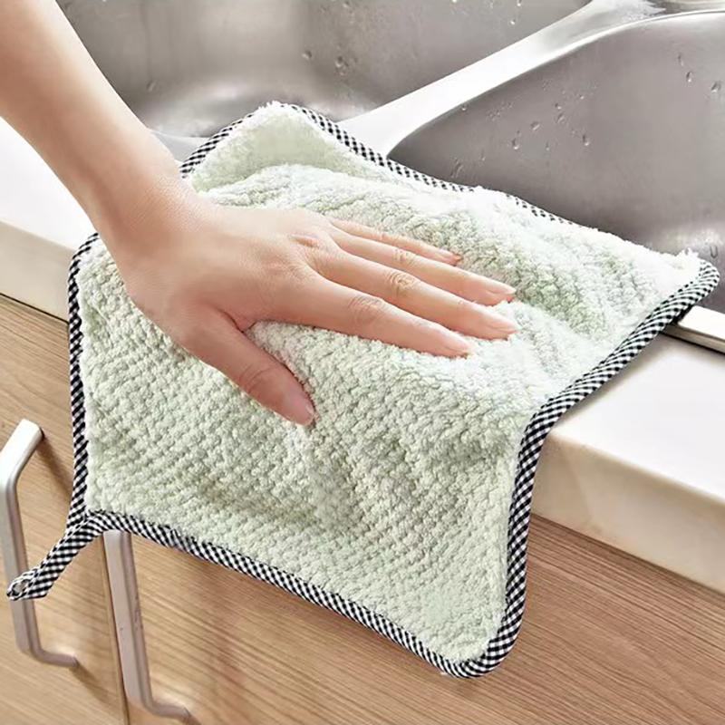 5pcs set Durable Random Color Absorbent Cleaning Cloth, Reusable Multi-function Kitchen Cleaning Rag, Cleaning Tools Supplies for Home Kitchen, 2024 Home Bundles