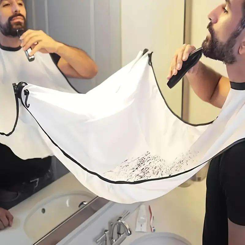 Beard Bib Apron For Men, Beard Trimming Catcher For Shaving & Hair Clippings, Non-Stick Hair Catcher Grooming Cloth With 2 Suction Cups Pack Accessory