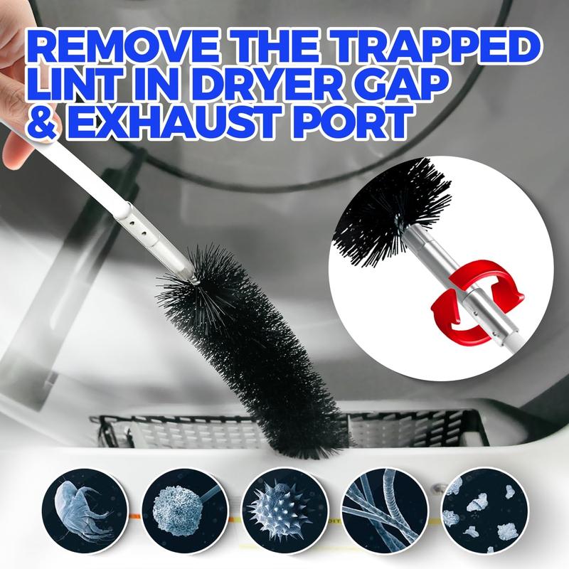 40  Dryer Vent Cleaner Kit Flexible Lint Brush with Drill Attachment, Extends Up to 40  for Easy Cleaning, Synthetic Brush , Use with or Without a Power Drill