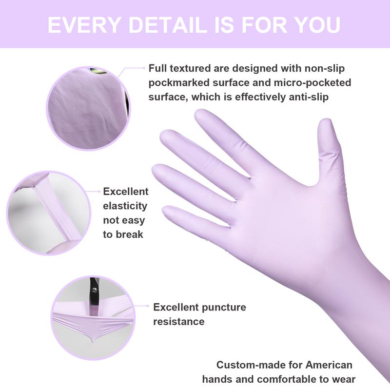 FINITEX 5 Mil Wrist Extension Disposable Nitrile Gloves Purple - 100 Pack Latex Free Powder Free 12 Inch Cleaning Medical Exam Food Gloves, Nail Art and Hair Coloring, Cleaning, Household, Personal Care Products, Fashion, Pet Care Rubber Hand