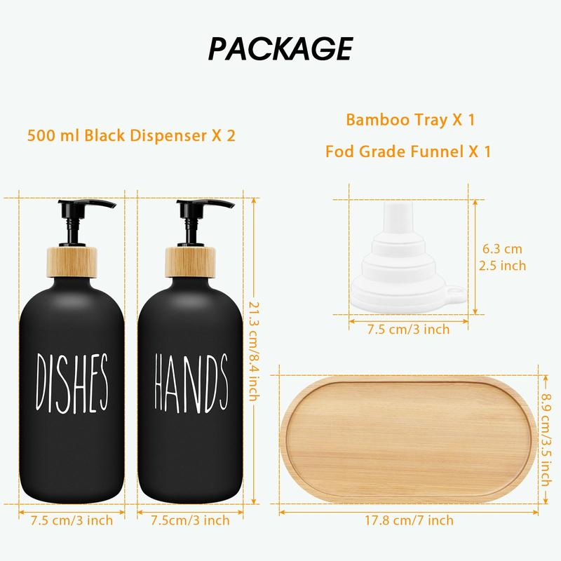 Soap Dispenser Bottle with Wooden Tray, 2 Counts set Multicolor 500ml Hand Soap Dispenser Bottle, Bathroom Supplies for Home Kitchen Hotel Dormitory Office