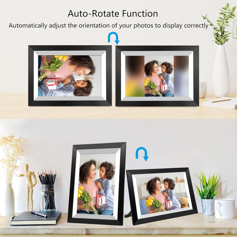 [Black Friday] Christmas Gift Wooden FRAMEO 10.1 Inch Smart WiFi Digital Photo Frame 32GB Memory 1280x800 IPS LCD Touch Screen, Auto-Rotate Portrait and Landscape, Share Moments Instantly via Frameo App from Anywhere