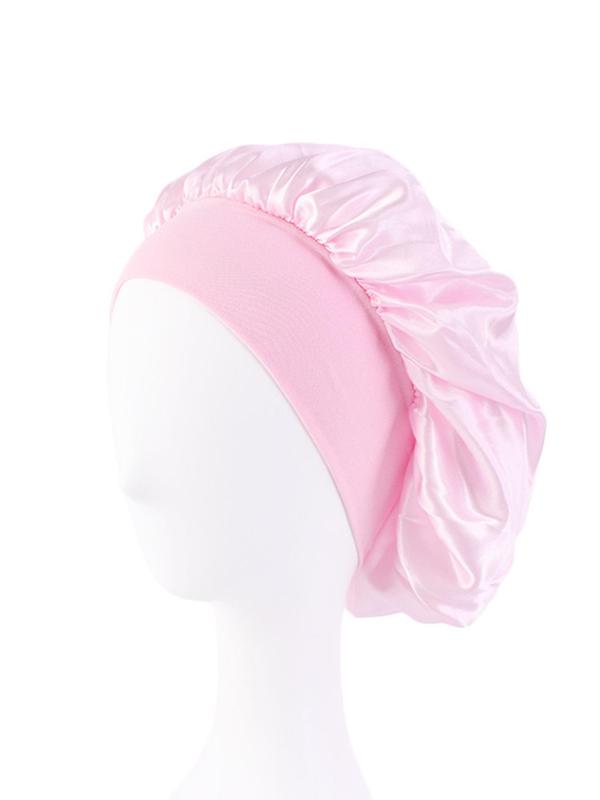 3counts Casual Matching Sleep Hat, Wide Elastic Band Sleep Cap, Fashion Satin Bonnet for Sleeping, Night Sleeping Head Cover Summer 2024