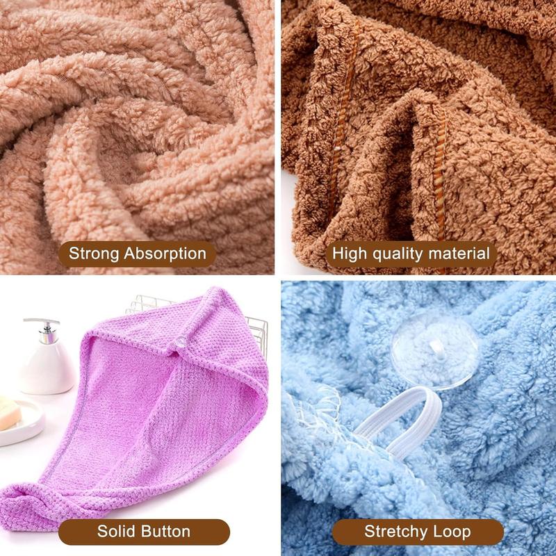 Microfiber Hair Towel Wrap, 5 Pack Soft Hair Drying Towel with Elastic Band, Drying Hair Wrap Towels for Curly, Hair Towel Wrap for Women, Fast Drying Hair Turban, Hair Turbans for Wet Hair