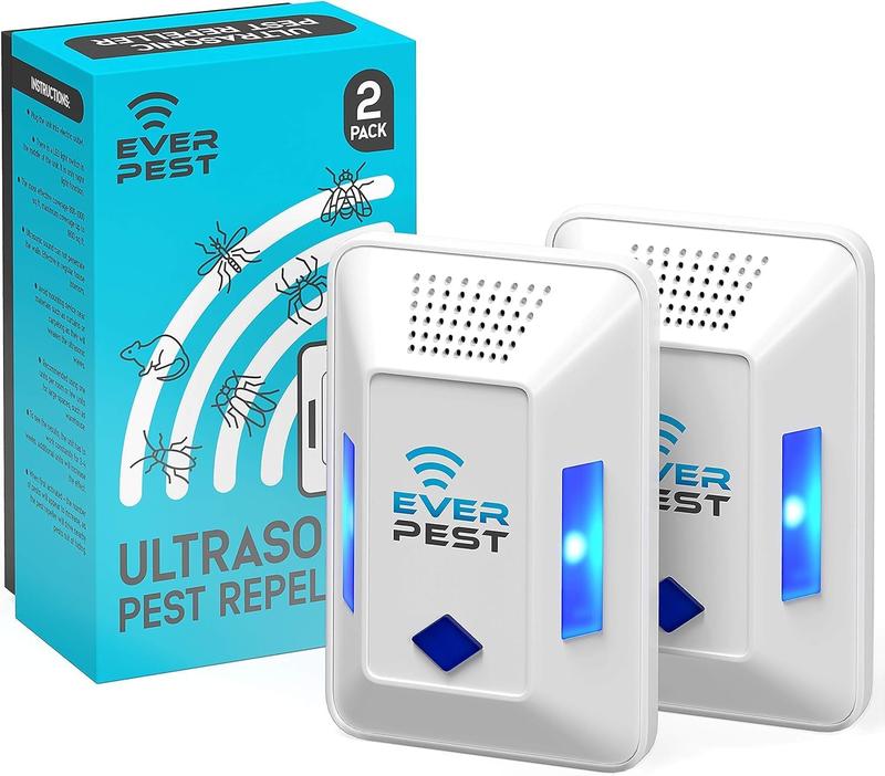 Ultrasonic Pest Repeller Plug in - 2 Pack Device Repels Cockroach Cricket Bug Flea Fruit Flies Deterrent, Ultrasound Insect Mice Roach Rat Repellent