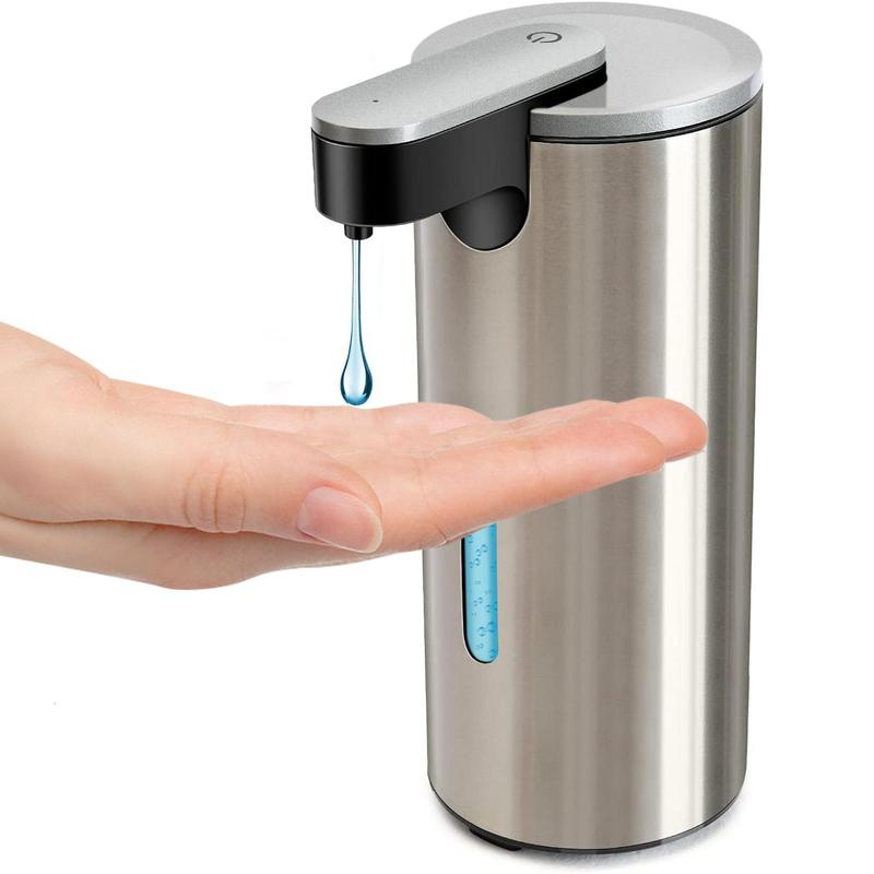 Stainless Steel Automatic Soap Dispenser, 2 Counts Touchless Electric Sensor Hand Free Bathroom Liquid Soap Dispenser with 3 Adjustable Volume Control, Kitchen Gadgets 2024