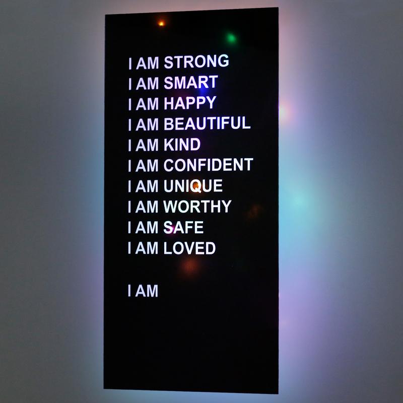 Colorful LED Light String Encouragement Mirror, Acrylic, Encourage Positive Affirmation Mirror, Brighten Motivational Wall Decor for Living Room, Bedroom, Studio