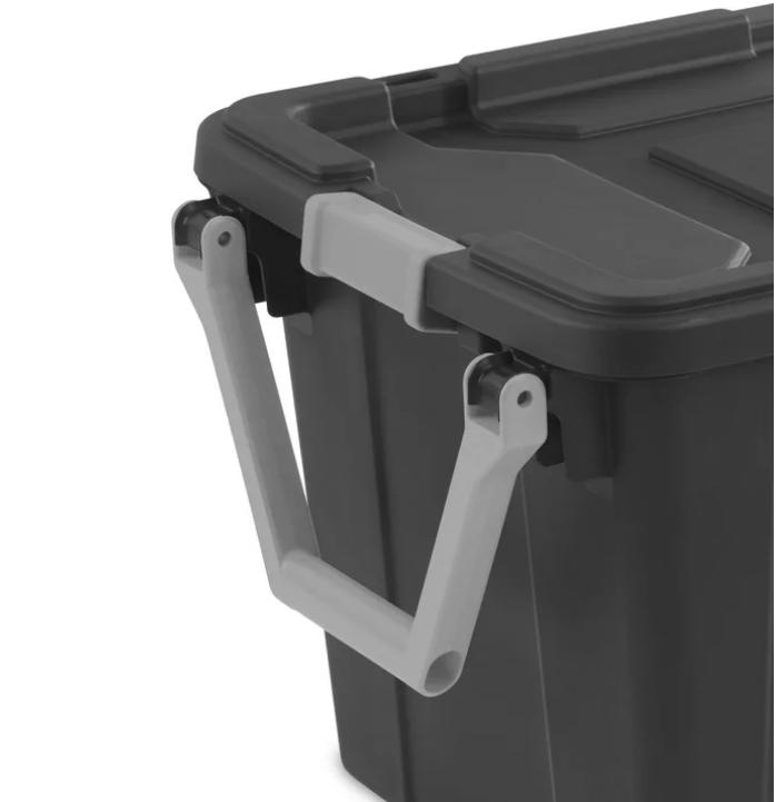 40 Gallon Plastic Tote for Adults, Wheeled Industrial Style, Flat Gray