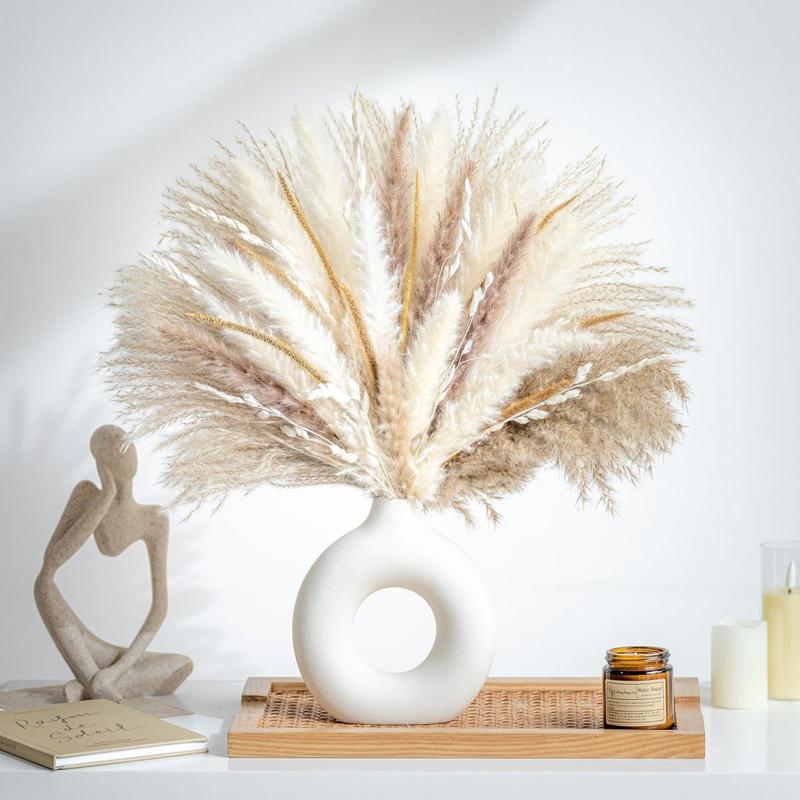 70PCS Natural Dried Pampas Grass Boho Home Decor Bouquet Phragmites Dried Flowers Bouquet for Wedding Floral Arrangements Home Decorations