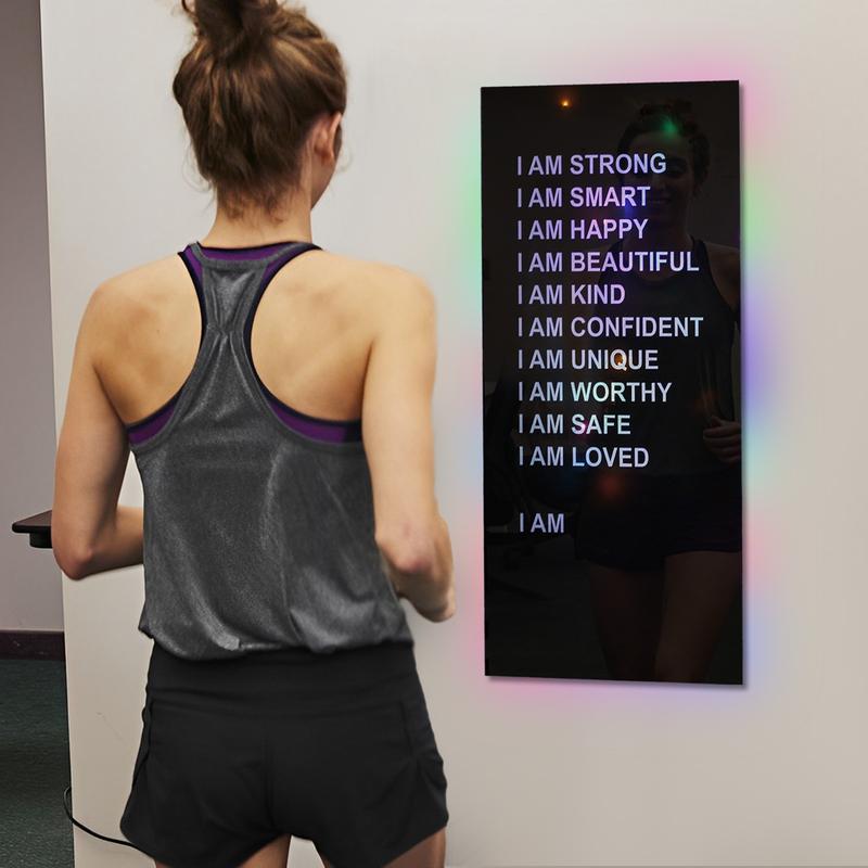 Colorful LED Light String Encouragement Mirror, Acrylic, Encourage Positive Affirmation Mirror, Brighten Motivational Wall Decor for Living Room, Bedroom, Studio