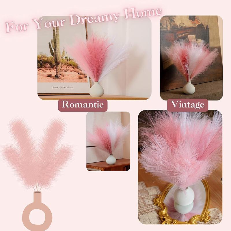 Spring Decor Artificial Dried Pampas Grass Ornaments, 6pcs Mean Girls Decorations Fluffy Pampas Reed Stem Bundle for Flower Arrangement Table Centerpiece, Decorative Faux Plant for Home Wedding Party