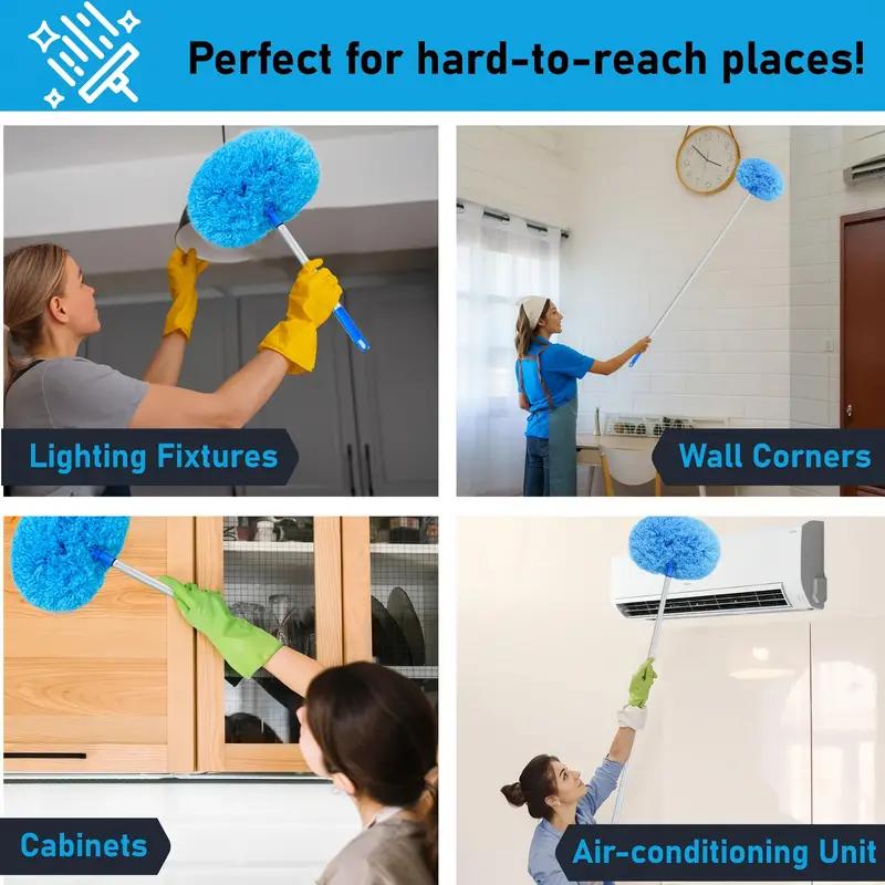 Ceiling Fan Cleaning Duster, Ceiling Fan Cleaner Duster with Extension Pole, Dust Removal BrushHousehold ltems Removable  WashableMicrofiber Ceiling Fan Duster, Household Cleaning Tool for Dust,Pet Hair, Home Care Supplies, Cleaning Products