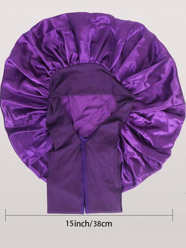 Solid Color Satin Bonnet, Soft Satin Bonnet with Tie Band, Sleeping Bonnet for Women & Girls Sleeping, Shower, SPA Used