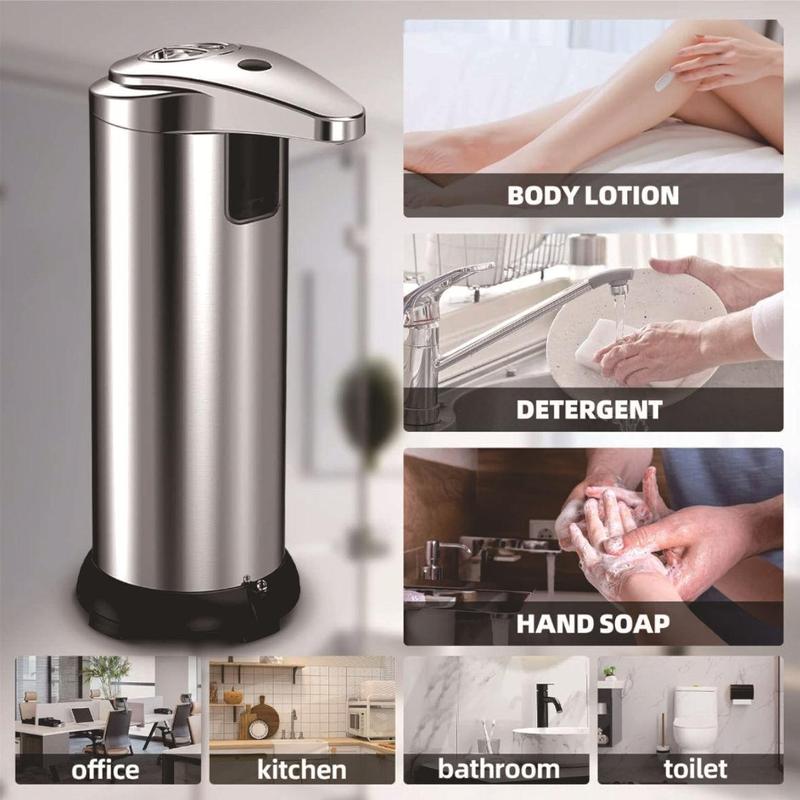 Automatic Liquid Infrared Sensor Soap PumpSoap Dispenser, Touchless Dish Soap Dispenser with Waterproof Base, 3 Adjustable Soap Volume Hand Soap Dispenser, Infrared Sensor Soap Pump for Kitchen Bathroom Office Hotel