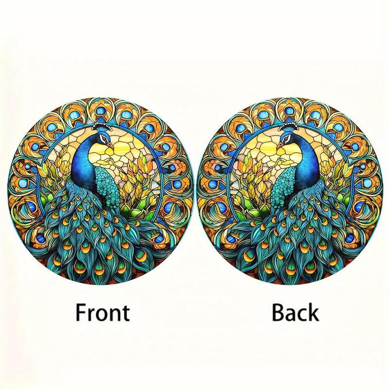 Peacock Pattern Hanging Decoration, Round Acrylic Hanging Ornament, Hanging Door Sign for Home Garden Yard, Spring Decorations for Home