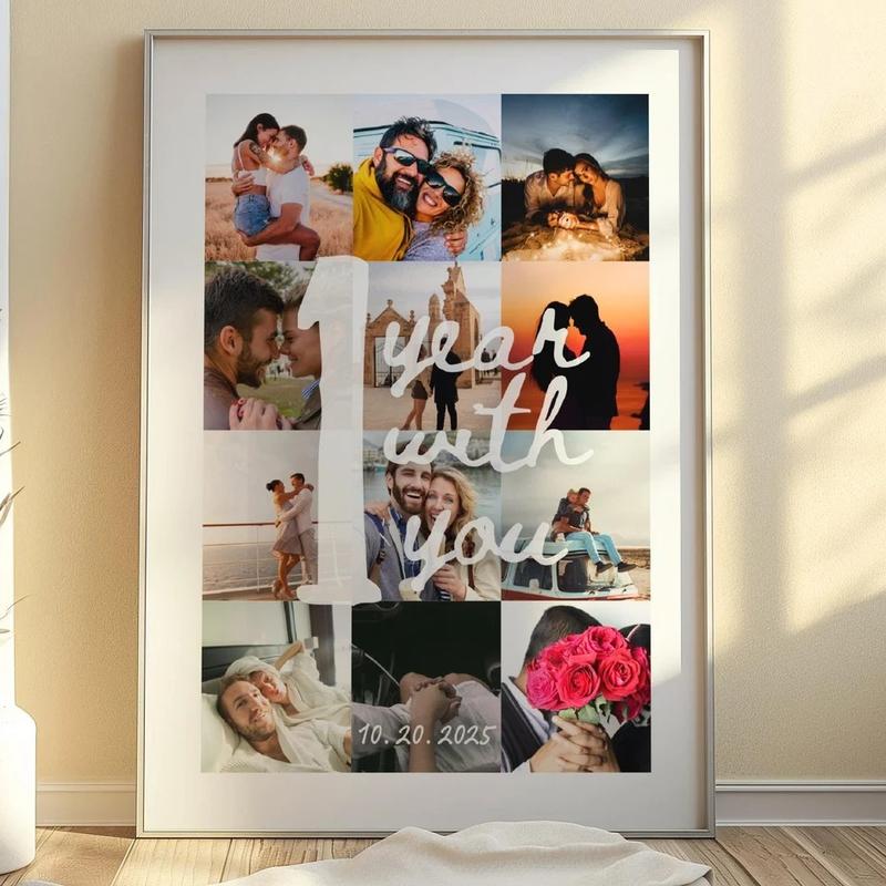 EDITABLE 12photos, 1st anniversary collage Photo | 1 Year Anniversary Gift for Boyfriend and Girlfriend