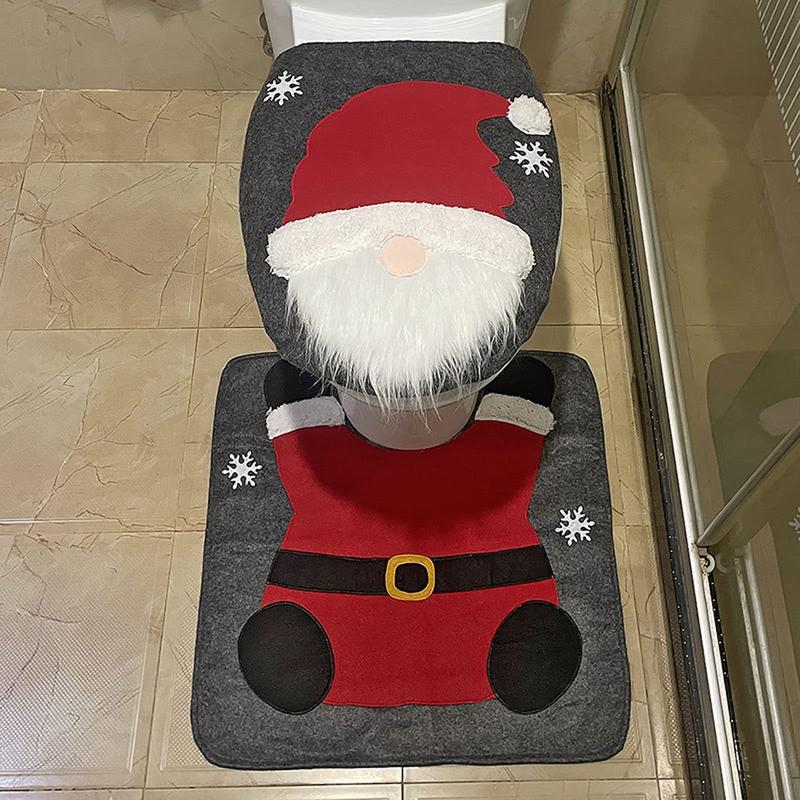 Christmas Gnome Toilet for Seat Cover Cute for Protection Shield Floor Carpet for Festival Holiday Party Decoration Christmas Toilet Seat Cover and Rug Set