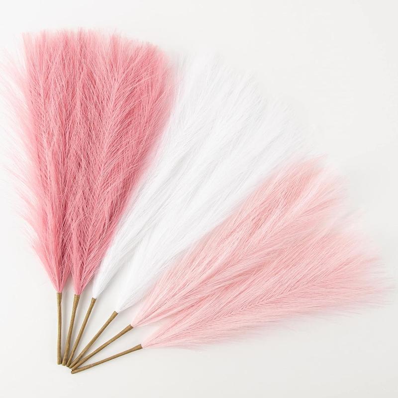 Spring Decor Artificial Dried Pampas Grass Ornaments, 6pcs Mean Girls Decorations Fluffy Pampas Reed Stem Bundle for Flower Arrangement Table Centerpiece, Decorative Faux Plant for Home Wedding Party