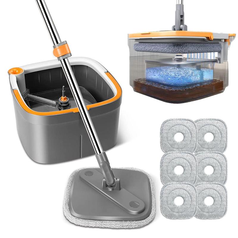 Free shipping!!TikStar Spin Mop & Bucket Set with Self-Separating Dirty Water & Clean Water System, Self-Drying 360° Spin Square Mop Head for Hardwood Tile Marble Floors,Cleaning Mop after the party,adjustable hand tool,Mother's Day Gift