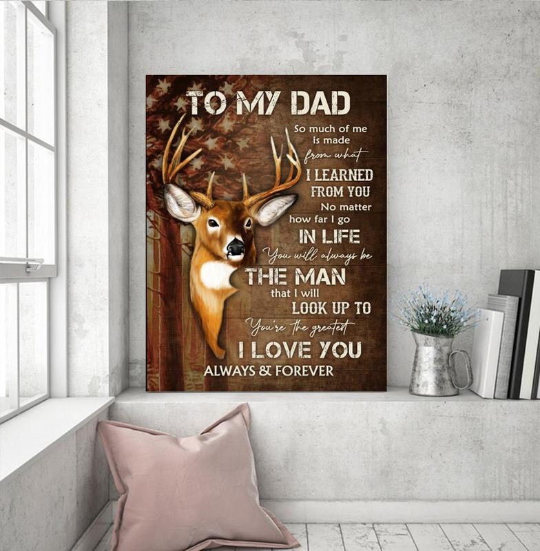 Personalized Hunting Dad Wall Art, To My Dad, I Love You Poster, Happy Father Day Gift For Hunter Enthusiasts 2024