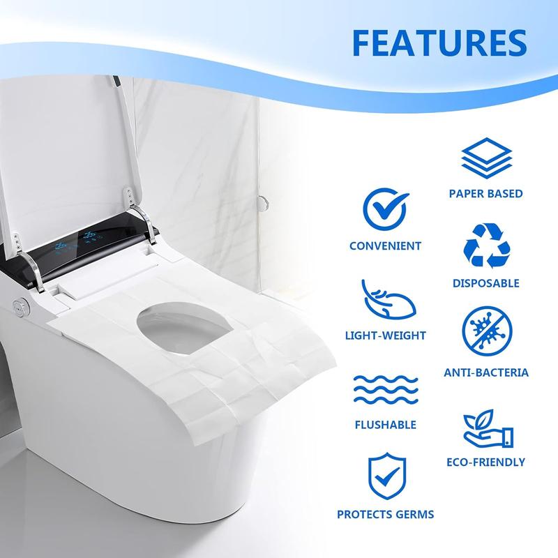 Toilet Seat Covers (60 pack), XL Flushable and Biodegradable Paper Cover Disposable for Adult and Kids’ Potty Training, Great for Airplane, Travel Seats, Public Restroom and Camping